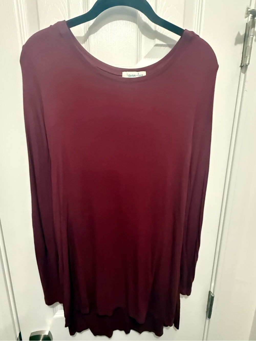 Grace & Lace Long-Sleeve Scoop Neck Tunic - Burgundy